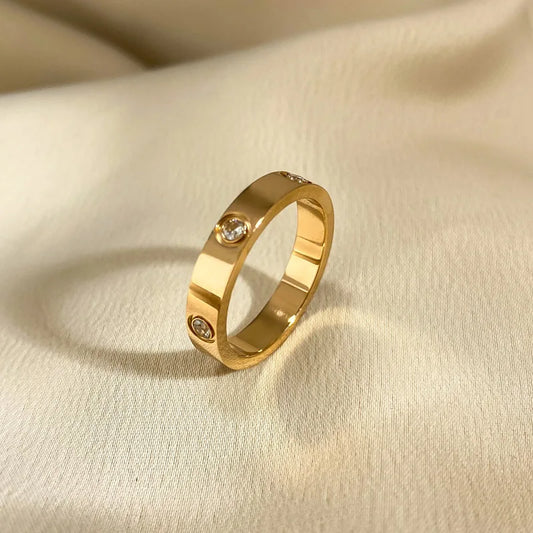 Stainless Steel Rose Gold Color Love Ring