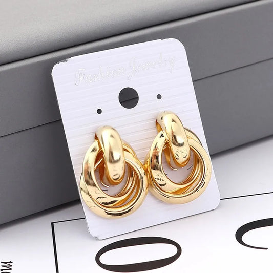 Small Gold Stud Earrings Colour Metal Twisted Statement Earring