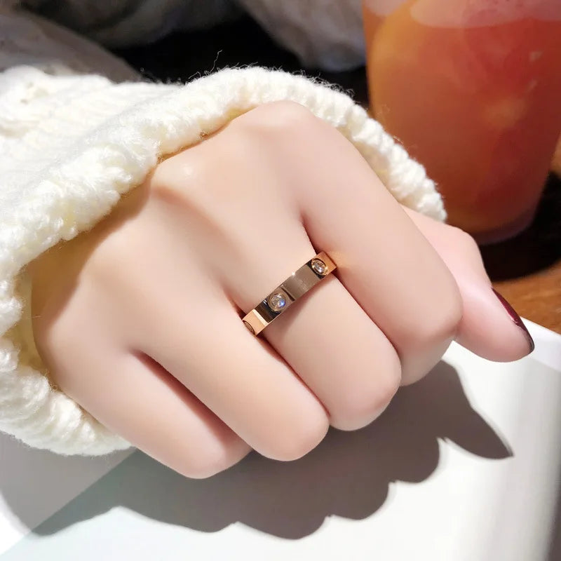 Stainless Steel Rose Gold Color Love Ring