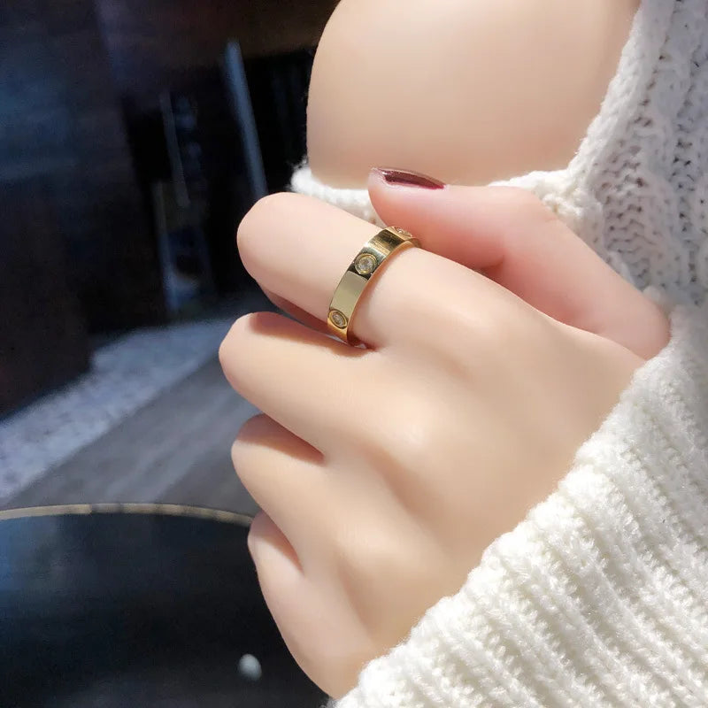 Stainless Steel Rose Gold Color Love Ring