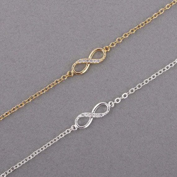 Kinitial Hot Infinity Number 8 Chain Bracelet CZ Infinity Bracelets