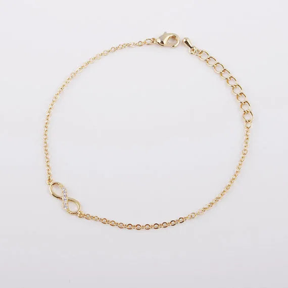 Kinitial Hot Infinity Number 8 Chain Bracelet CZ Infinity Bracelets