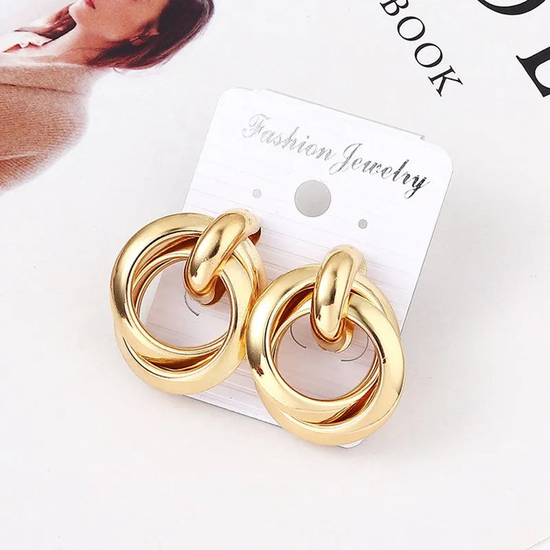 Small Gold Stud Earrings Colour Metal Twisted Statement Earring