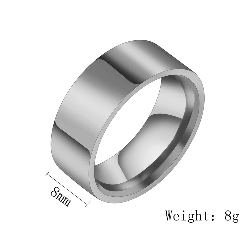 Sifisrri 8mm Personalized Stainless Steel Engraved Name Couple Rings