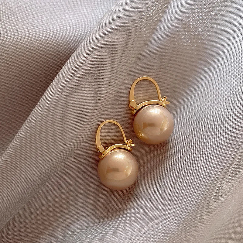 South Korea Fashion New  Light Luxury Simple Classic Pearl Drop Earrings