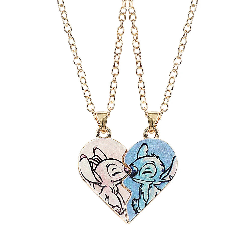 Disney-Stitch Heart Necklace for Couple