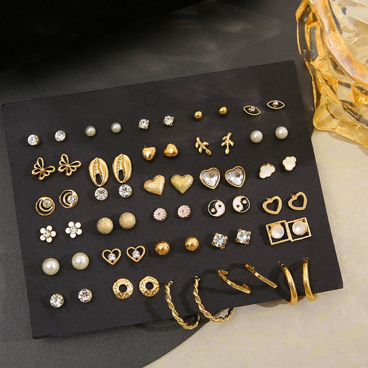 40Pcs/Set Gold Color Earring Set