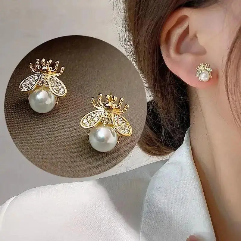 925 Silver Needle Korean Fashion Imitation Pear Earrings