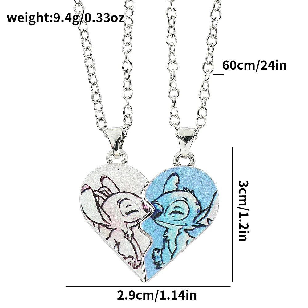 Disney-Stitch Heart Necklace for Couple