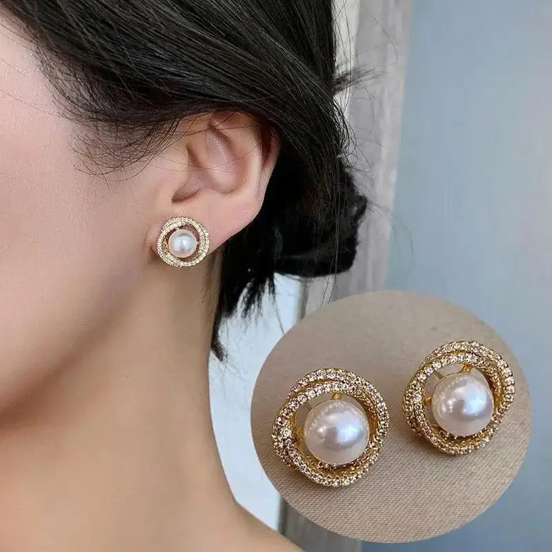 925 Silver Needle Korean Fashion Imitation Pear Earrings