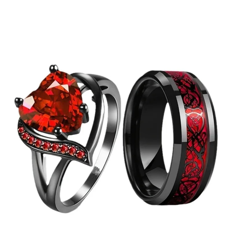 Stainless Steel Celtic Couple Charm Dragon Ring