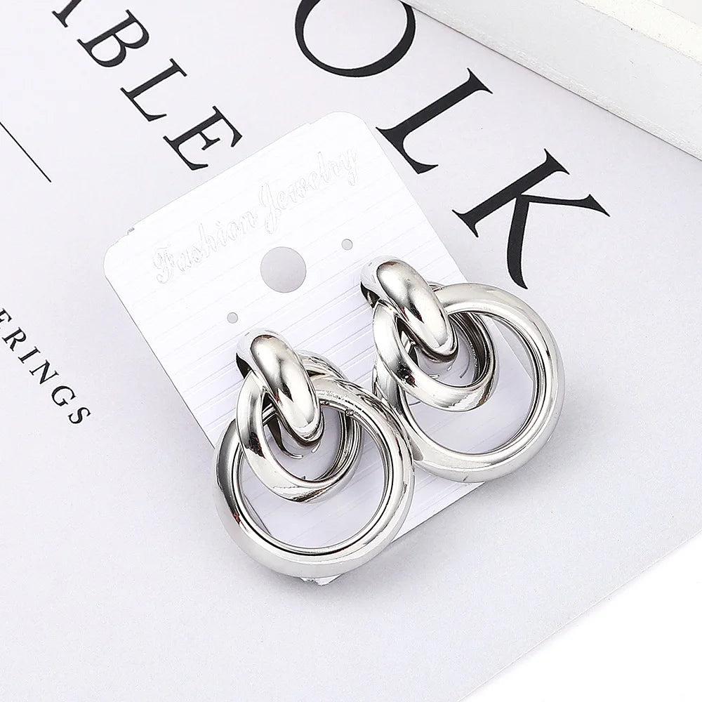 Small Gold Stud Earrings Colour Metal Twisted Statement Earring