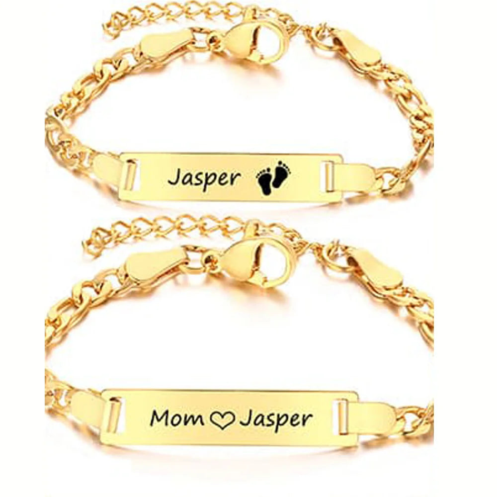 Custom Engraved Mom Names Birthday Date Bracelets