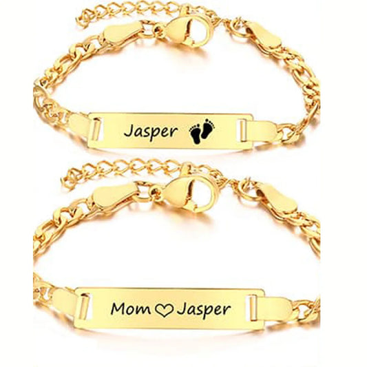 Custom Engraved Mom Names Birthday Date Bracelets