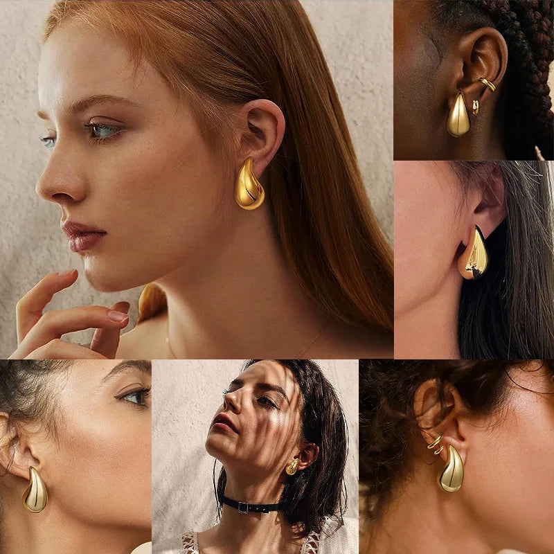 New Exaggerated Gold Plated Tear Drop Earrings Dupes