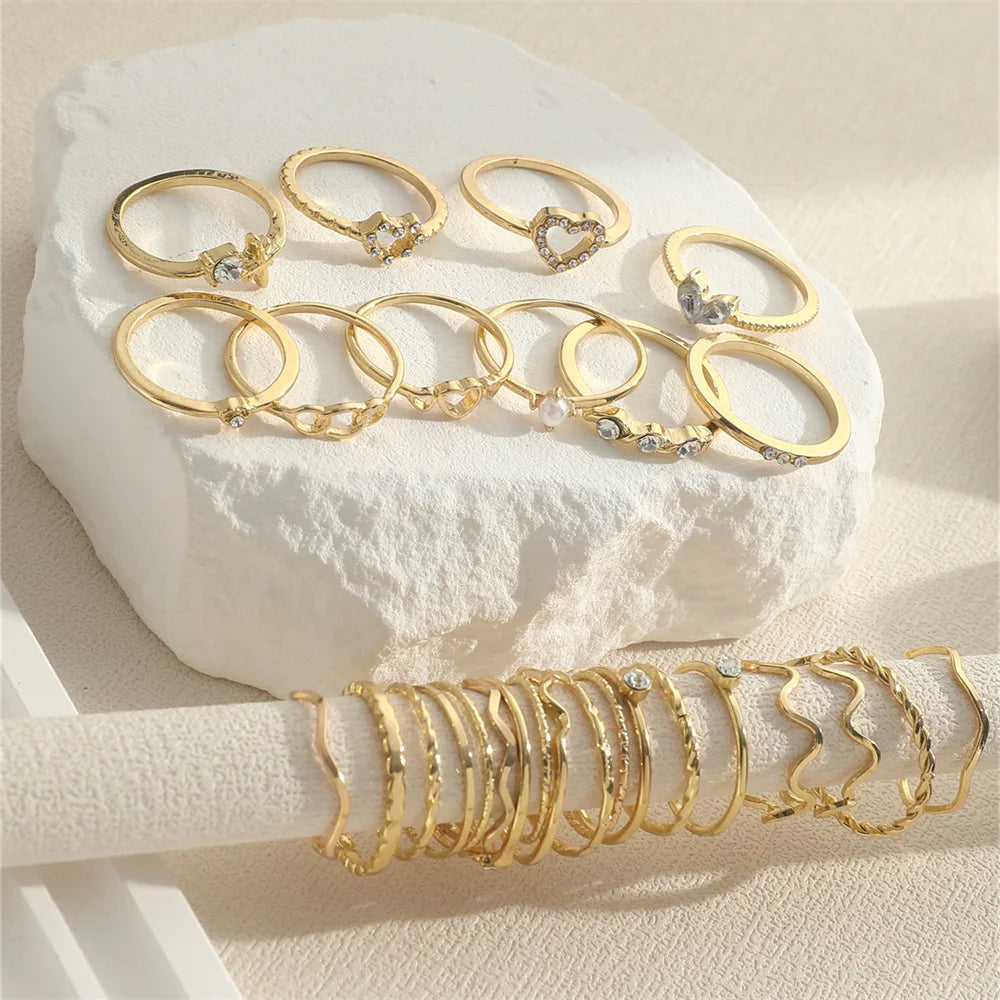 Fashion Simple Wave Joint Rings Set