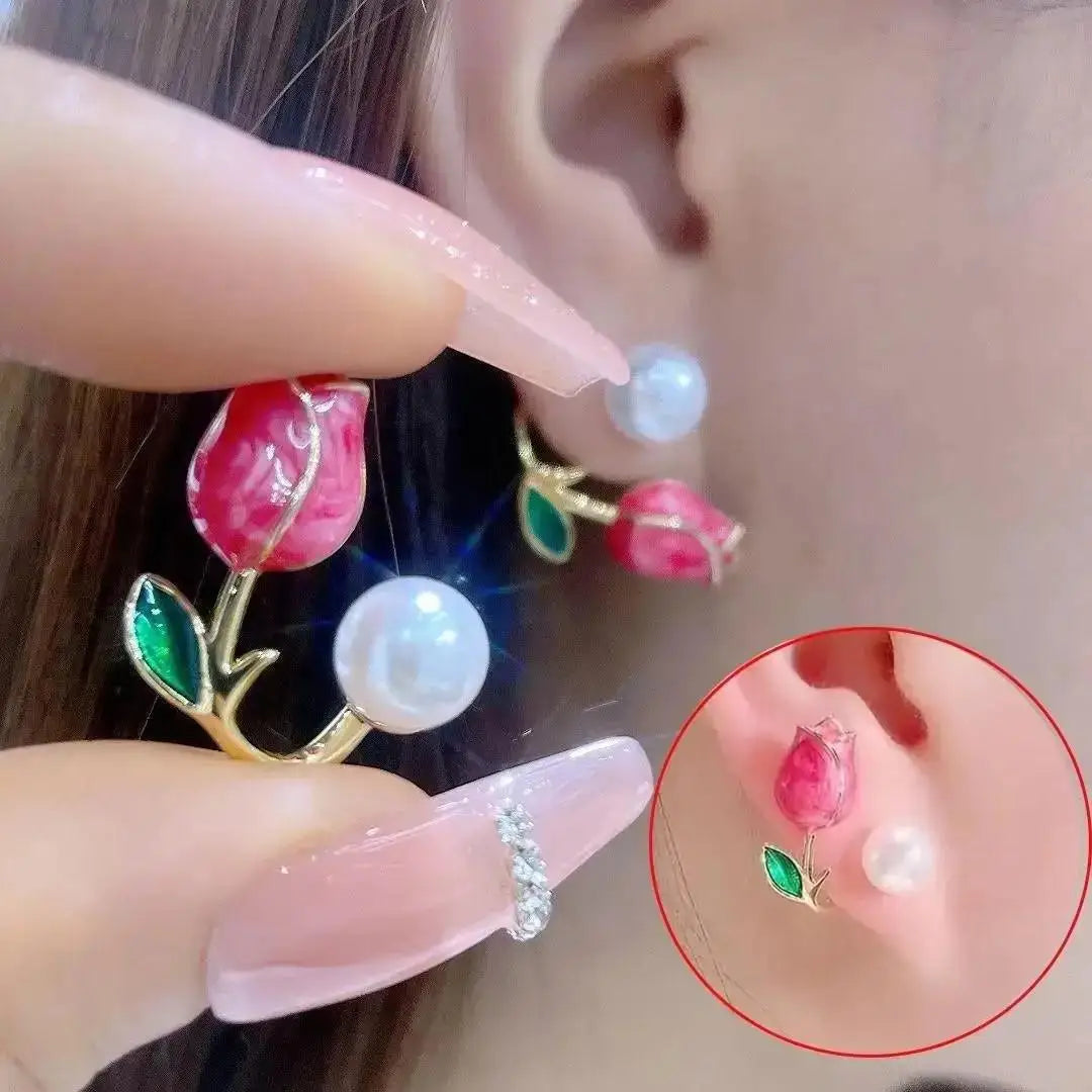 925 Silver Needle Korean Fashion Imitation Pear Earrings