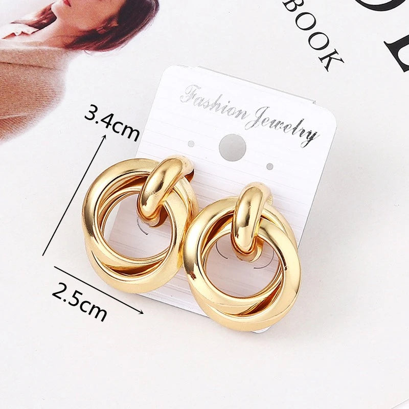 Small Gold Stud Earrings Colour Metal Twisted Statement Earring