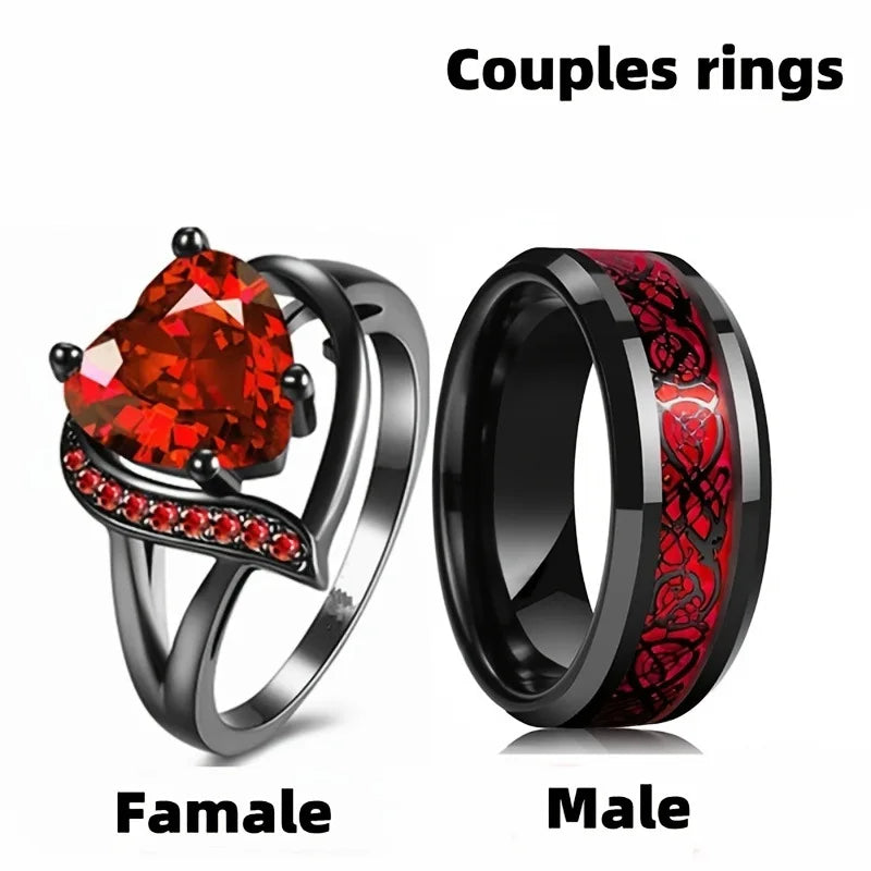 Stainless Steel Celtic Couple Charm Dragon Ring