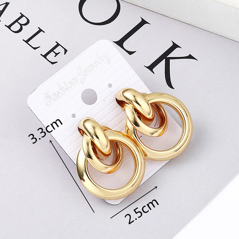 Small Gold Stud Earrings Colour Metal Twisted Statement Earring