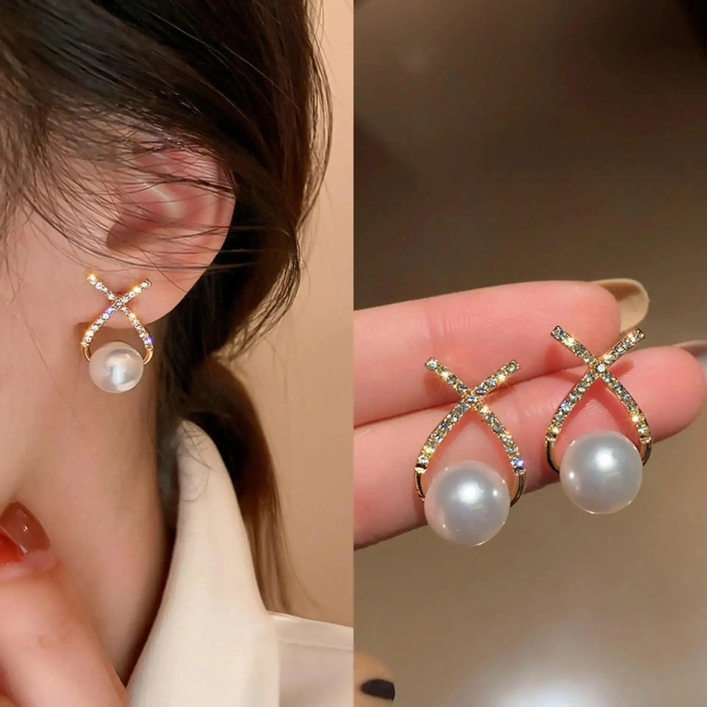 925 Silver Needle Korean Fashion Imitation Pear Earrings