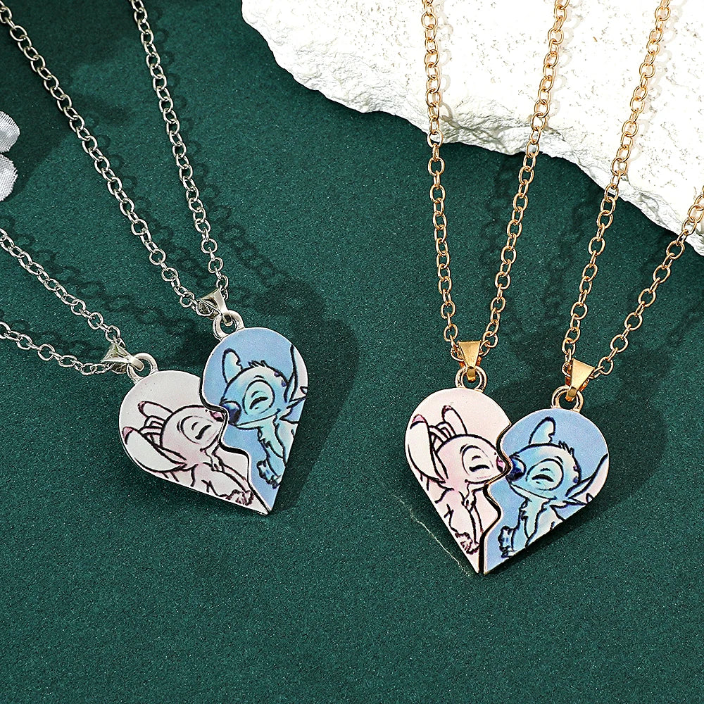 Disney-Stitch Heart Necklace for Couple