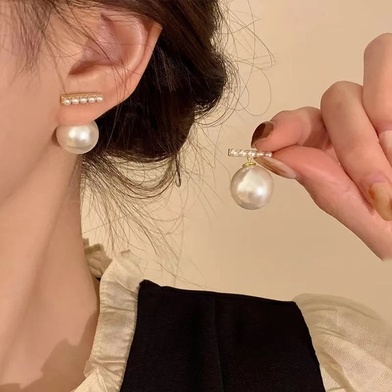 South Korea Fashion New  Light Luxury Simple Classic Pearl Drop Earrings