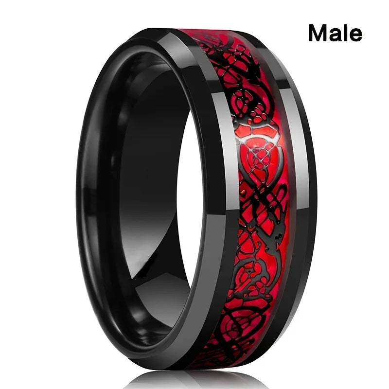 Stainless Steel Celtic Couple Charm Dragon Ring