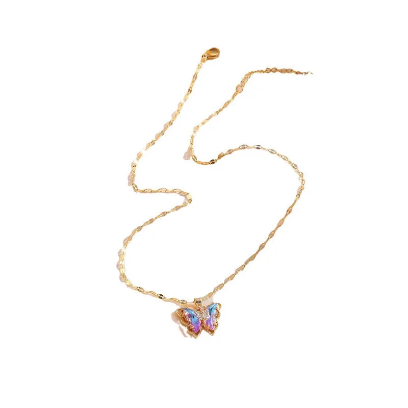 Luxury Zircon Butterfly Pendant Necklace