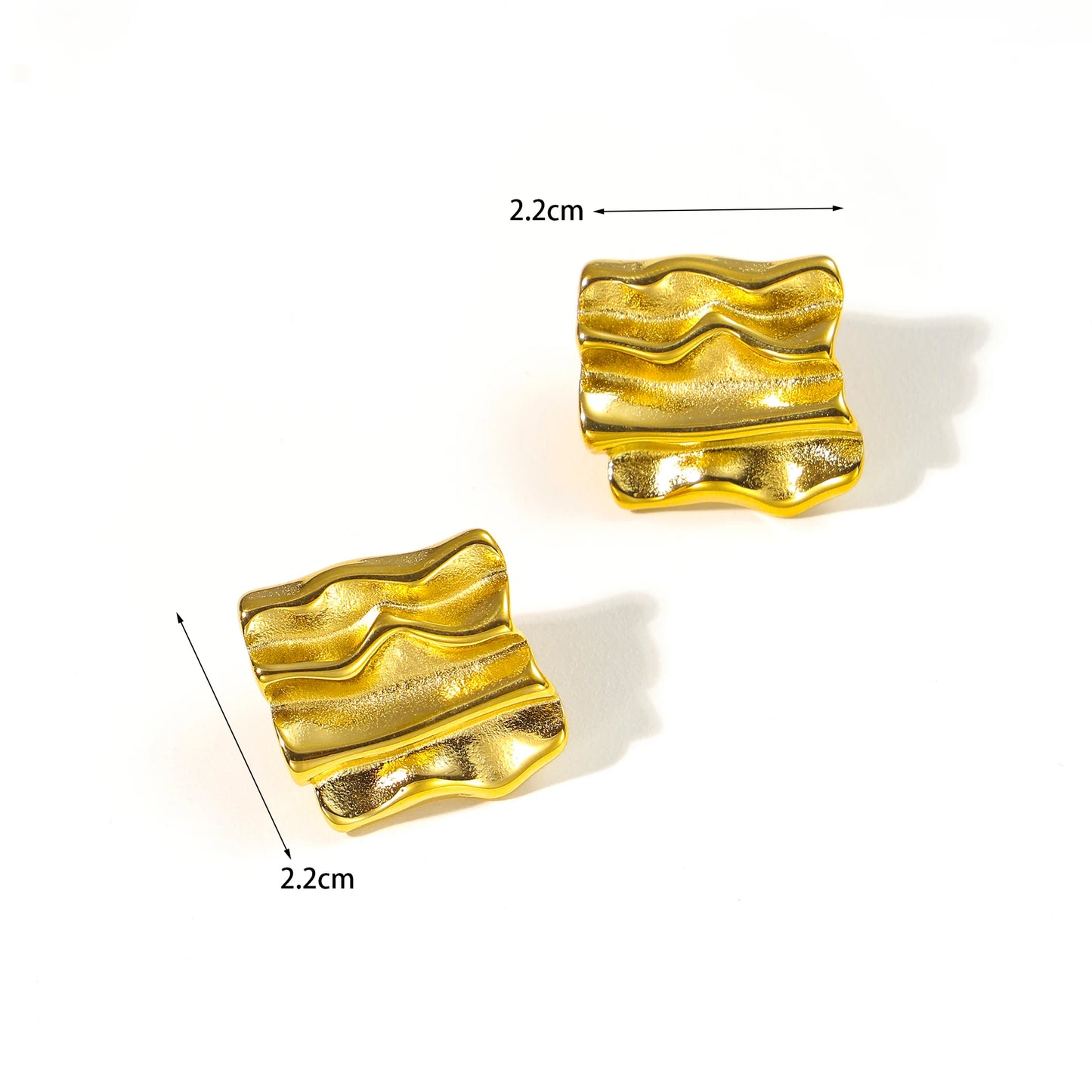 CARLIDANA Vintage 18K Gold Plated Titanium Steel Square Earrings