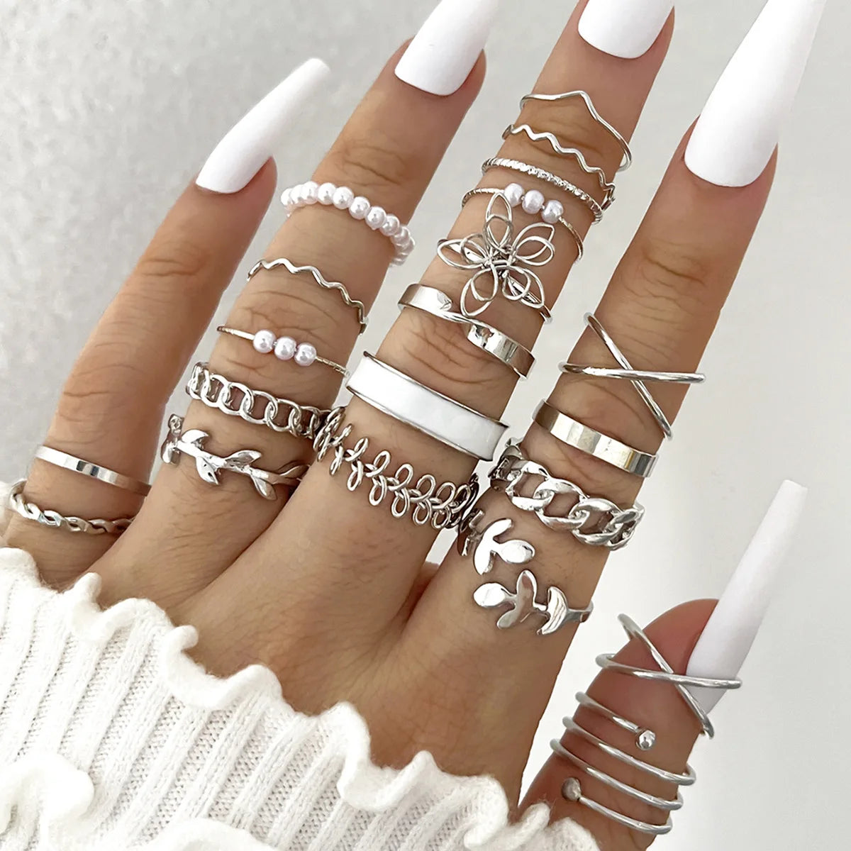 Fashion Simple Wave Joint Rings Set