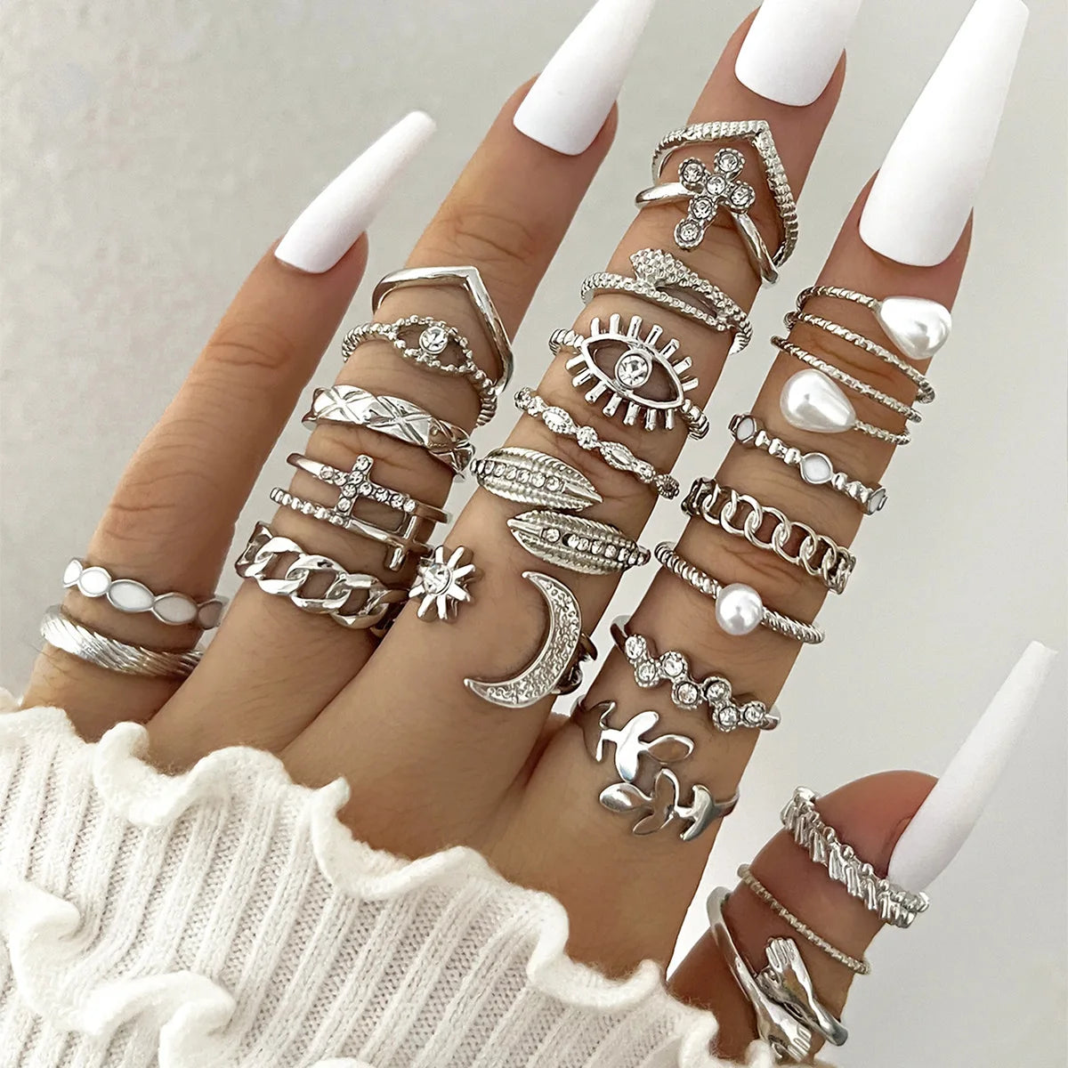 Fashion Simple Wave Joint Rings Set