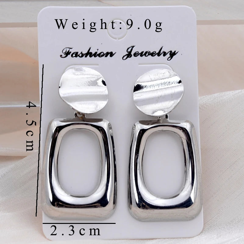 European Fashion Round Hollow Out Square Oval Drop Earrings