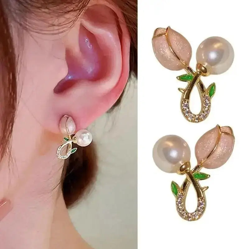 925 Silver Needle Korean Fashion Imitation Pear Earrings