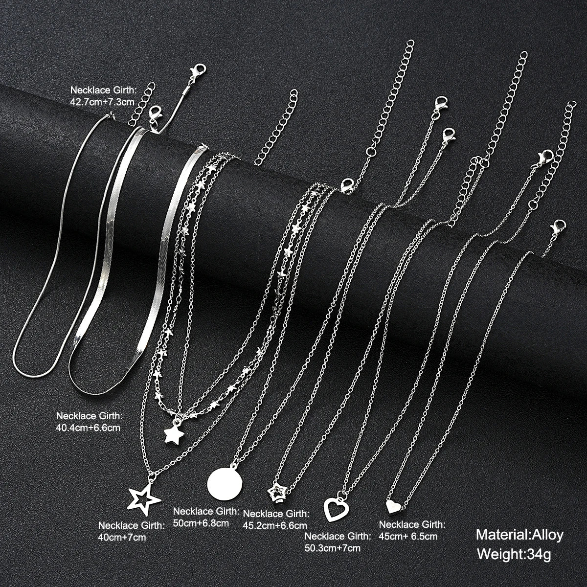 9 Pcs Simple Choker Necklaces