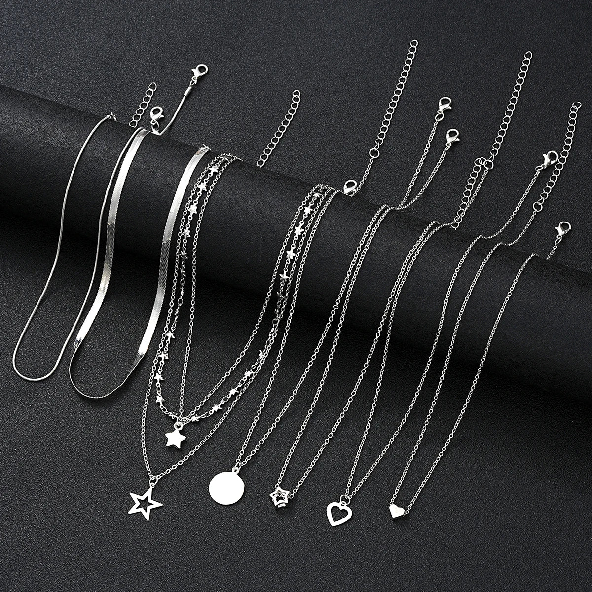 9 Pcs Simple Choker Necklaces