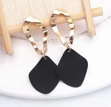 Double Color Rhombus Shape Dangle Earrings