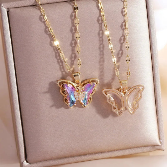 Luxury Zircon Butterfly Pendant Necklace