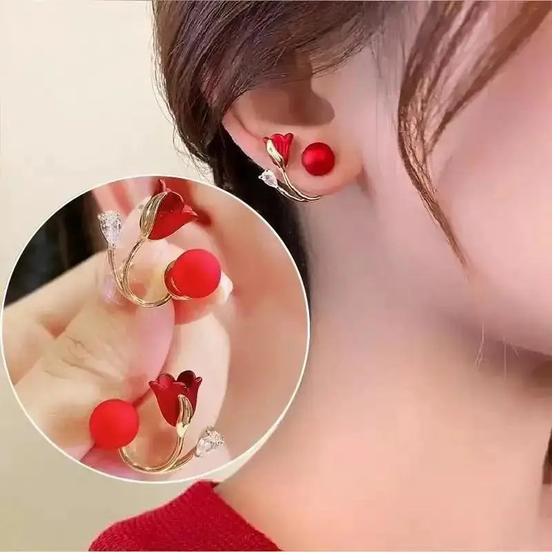 925 Silver Needle Korean Fashion Imitation Pear Earrings