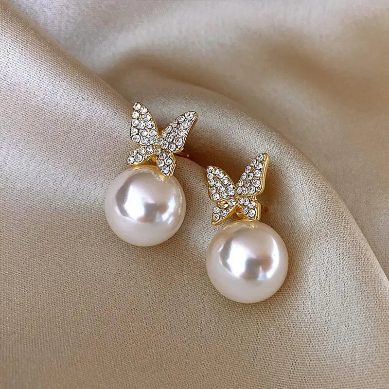 South Korea Fashion New  Light Luxury Simple Classic Pearl Drop Earrings