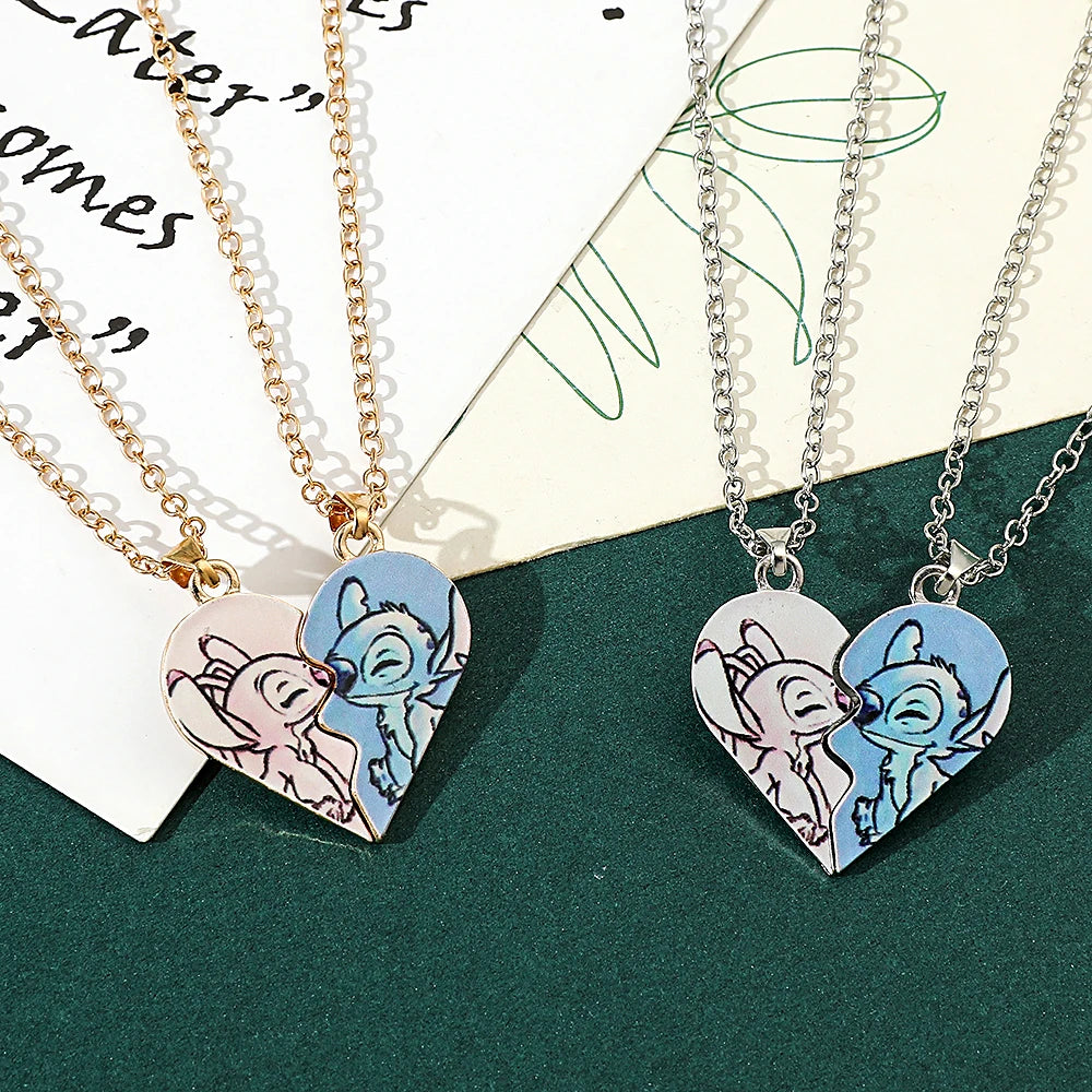 Disney-Stitch Heart Necklace for Couple