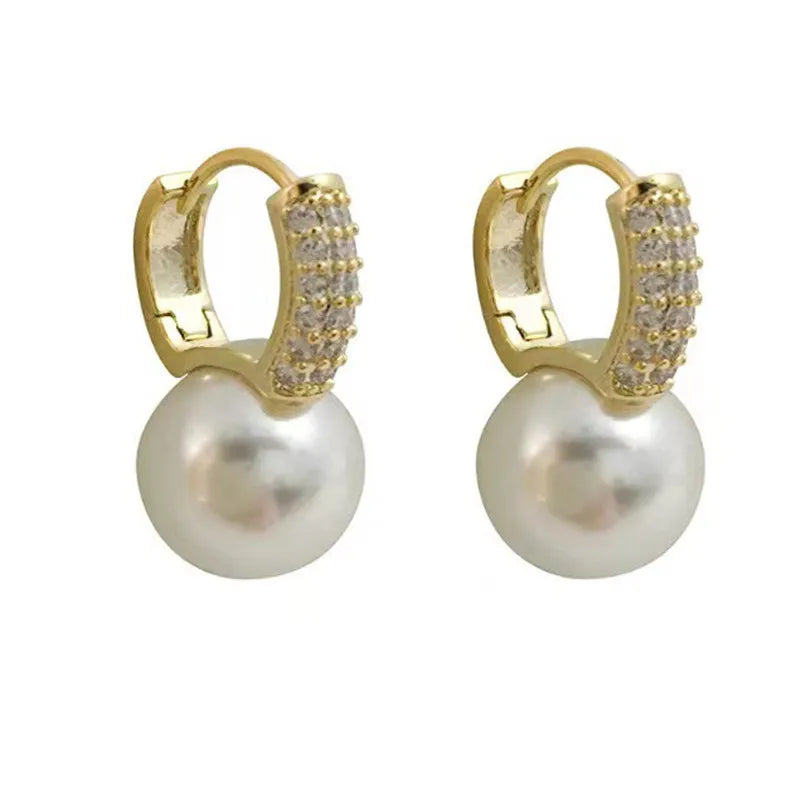 South Korea Fashion New  Light Luxury Simple Classic Pearl Drop Earrings