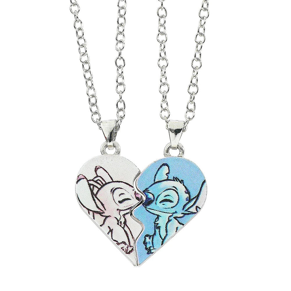 Disney-Stitch Heart Necklace for Couple